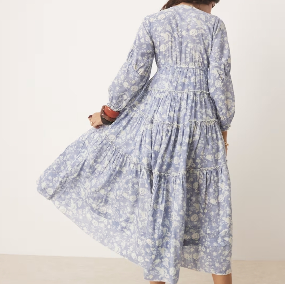 Free People Pappiet Midi Dress in Blue sz SML 💲ON SALE💲 - Picture 11 of 16
